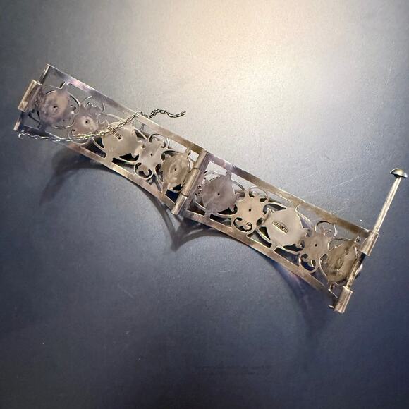 Vintage Mexico Sterling Silver 925 Scroll Link Bracelet - Picture 9 of 11